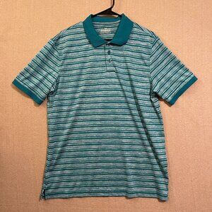 Outdoor Life Polo Men's Large Green Striped Short Sleeves